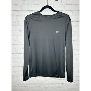 Speedo Black Long Sleeve Rash Guard Swim Shirt Mens Small